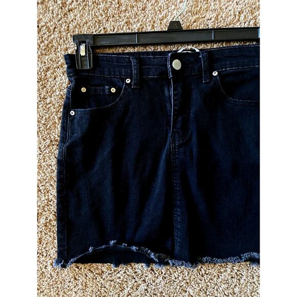 Canton Walker Black Denim Distressed Hem Jean Mini Skirt XS Festival Western - Picture 2 of 9